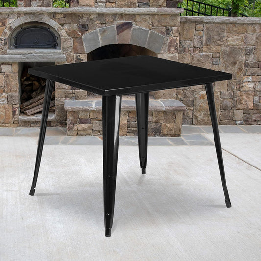 Flash Furniture Toby Commercial Grade 31.75" Square Black Metal Indoor-Outdoor Table