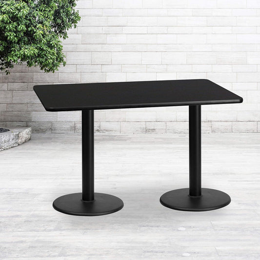 Flash Furniture 30'' x 60'' Rectangular Black Laminate Table Top with 18'' Round Table Height Bases