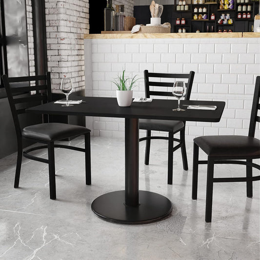 Flash Furniture 30'' x 48'' Rectangular Black Laminate Table Top with 24'' Round Table Height Base