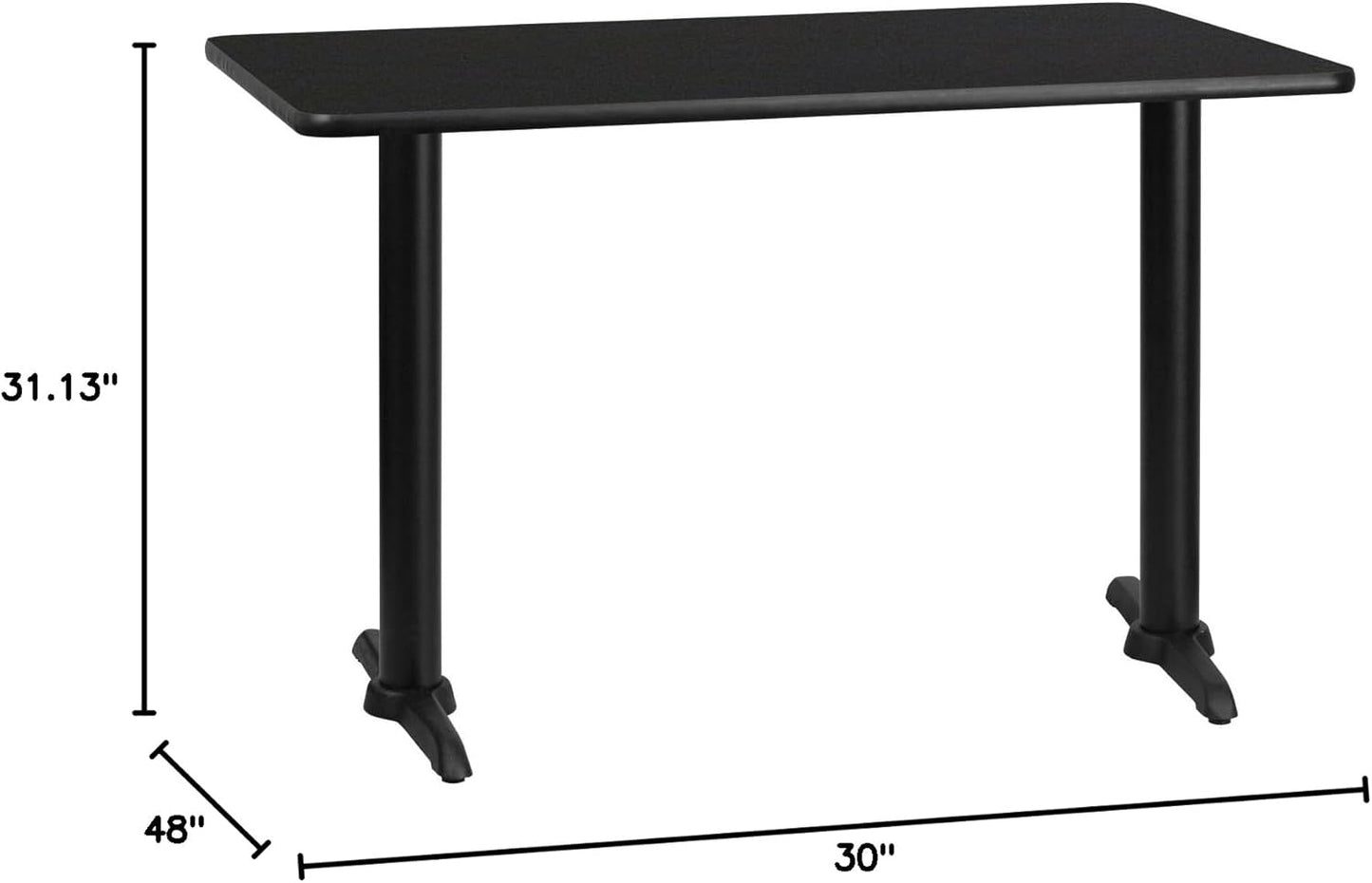 Flash Furniture 30'' x 48'' Rectangular Walnut Laminate Table Top with 5'' x 22'' Table Height Bases