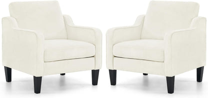 VINGLI Accent Chairs Set of 2 Living Room Chairs Light Brown Reading Chair for Bedroom Scooped Arm Chair Mid Century Modern Accent Chairs Upholstered Comfy Chair for Apartment, Waiting Room