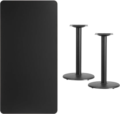 Flash Furniture 30'' x 60'' Rectangular Black Laminate Table Top with 18'' Round Table Height Bases