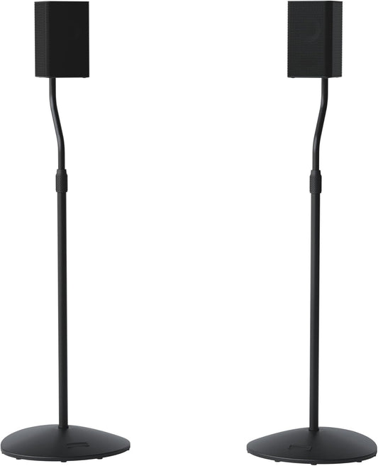 SANUS Speaker Stands Pair for Satellite & Bookshelf Speakers up to 3.5lbs – 10” Height Adjustment – Includes L-Shaped Bracket & Keyhole Adapter for Compatibility – Easy DIY Assembly