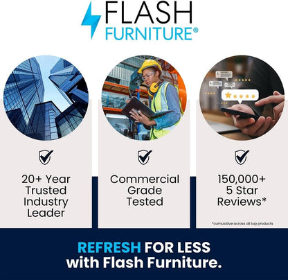 Flash Furniture Jamie 36'' Square Black Laminate Table Set with Round Base and 4 Ladder Back Metal Chairs - Black Vinyl Seat