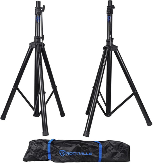 Rockville RVES1 Pair Tripod DJ PA Speaker Stands with Carry Bag, 100 lbs Capacity, Adjustable Height to 71", Steel Construction, for Events & Performances