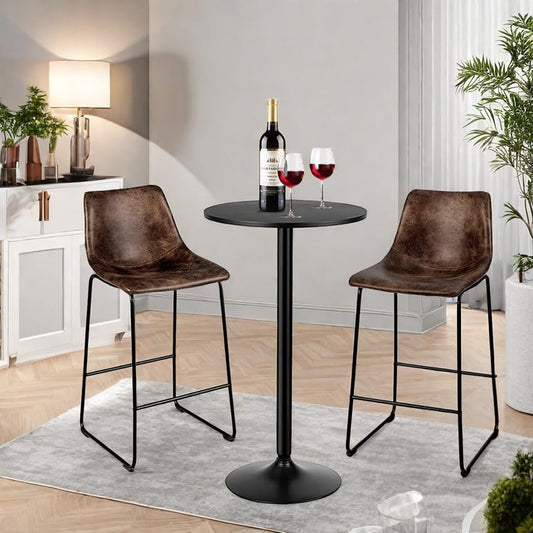 ERGOMASTER Cocktail Table,Two-in-one Modern Style Standing Circular Bar Table 40"/22" Two Convertible Height Suitable for Dining Room, Restaurant, Kitchen (6, Black)