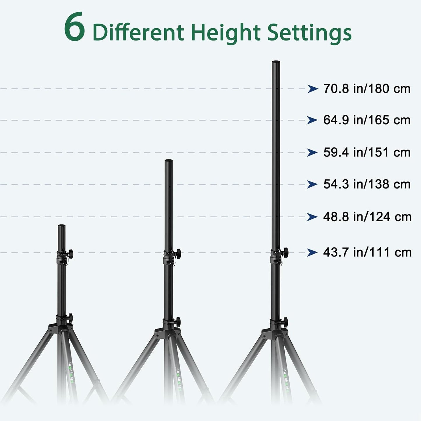 Pair of Speaker Tripod Stands Height Adjustable from 43.7'' to 70.8'' PA DJ Party Tripod Speaker Stand 35mm Compatible Insert