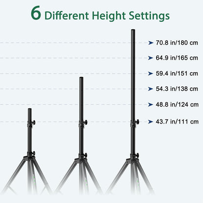 Pair of Speaker Tripod Stands Height Adjustable from 43.7'' to 70.8'' PA DJ Party Tripod Speaker Stand 35mm Compatible Insert