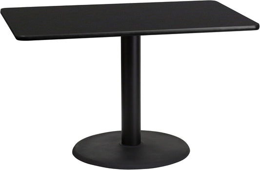 Flash Furniture 30'' x 48'' Rectangular Black Laminate Table Top with 24'' Round Table Height Base