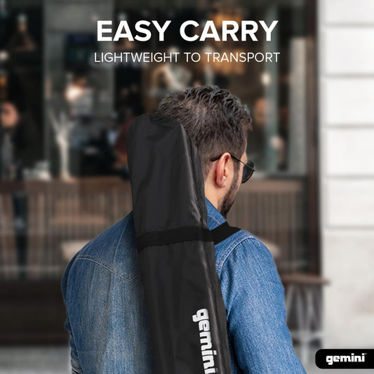 Gemini Sound ST-Pack Heavy Duty Professional Audio Universal DJ Fold-Out Telescoping Tripod Steel Speaker Stands (Set of 2), Up to 80" Inches Tall, 200lb Weight Capacity with Carry Bag Included,Black