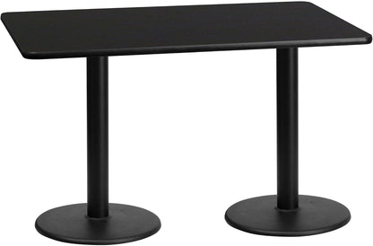 Flash Furniture 30'' x 60'' Rectangular Black Laminate Table Top with 18'' Round Table Height Bases