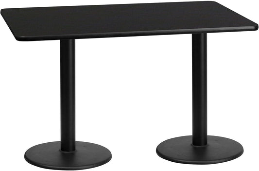 Flash Furniture 30'' x 60'' Rectangular Black Laminate Table Top with 18'' Round Table Height Bases