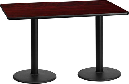Flash Furniture 30'' x 60'' Rectangular Black Laminate Table Top with 18'' Round Table Height Bases