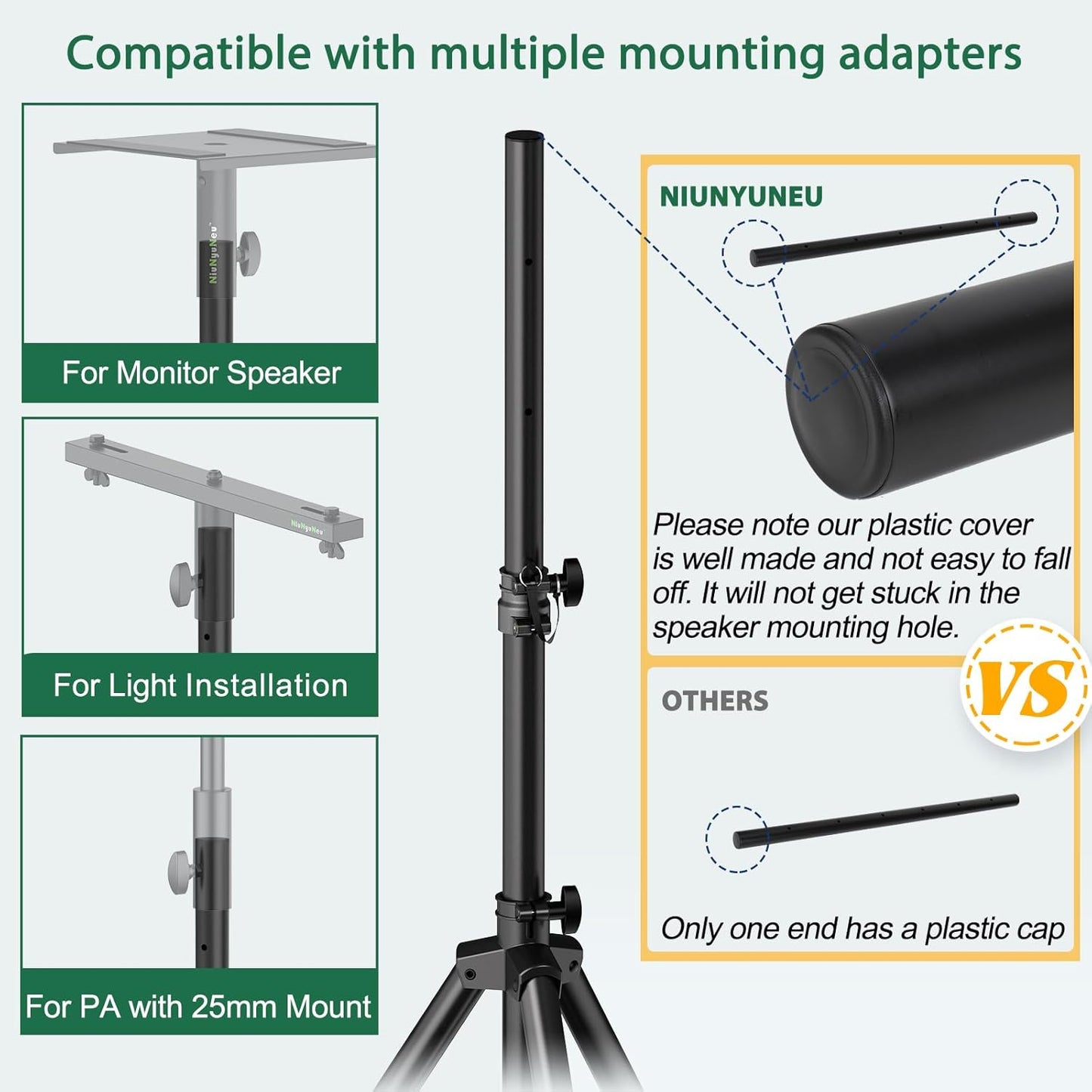 Pair of Speaker Tripod Stands Height Adjustable from 43.7'' to 70.8'' PA DJ Party Tripod Speaker Stand 35mm Compatible Insert