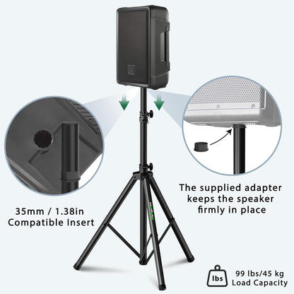 Pair of Speaker Tripod Stands Height Adjustable from 43.7'' to 70.8'' PA DJ Party Tripod Speaker Stand 35mm Compatible Insert