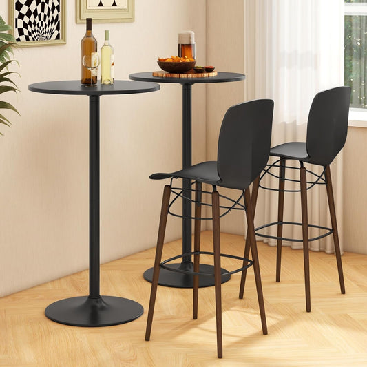 COSTWAY Round Bistro Table Set of 6, Height Adjustable Bar Height Cocktail Table, High Top Pub Table Snack Table with Heavy-Duty Metal Base for Home Bar, Dining Room, Restaurant, Black