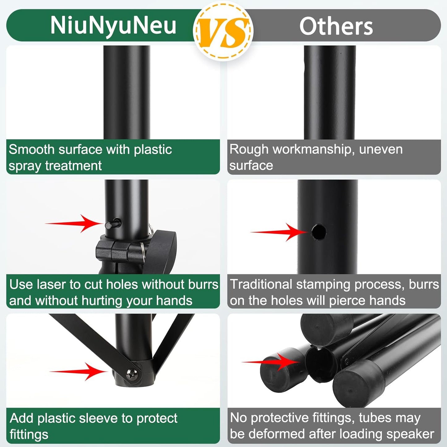 Pair of Speaker Tripod Stands Height Adjustable from 43.7'' to 70.8'' PA DJ Party Tripod Speaker Stand 35mm Compatible Insert