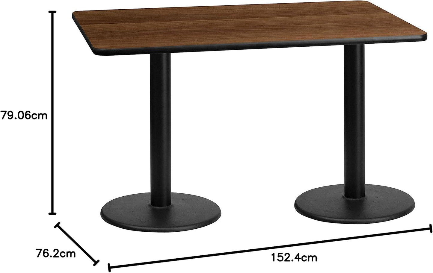 Flash Furniture 30'' x 60'' Rectangular Black Laminate Table Top with 18'' Round Table Height Bases