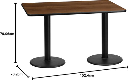 Flash Furniture 30'' x 60'' Rectangular Black Laminate Table Top with 18'' Round Table Height Bases