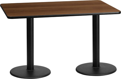 Flash Furniture 30'' x 60'' Rectangular Black Laminate Table Top with 18'' Round Table Height Bases