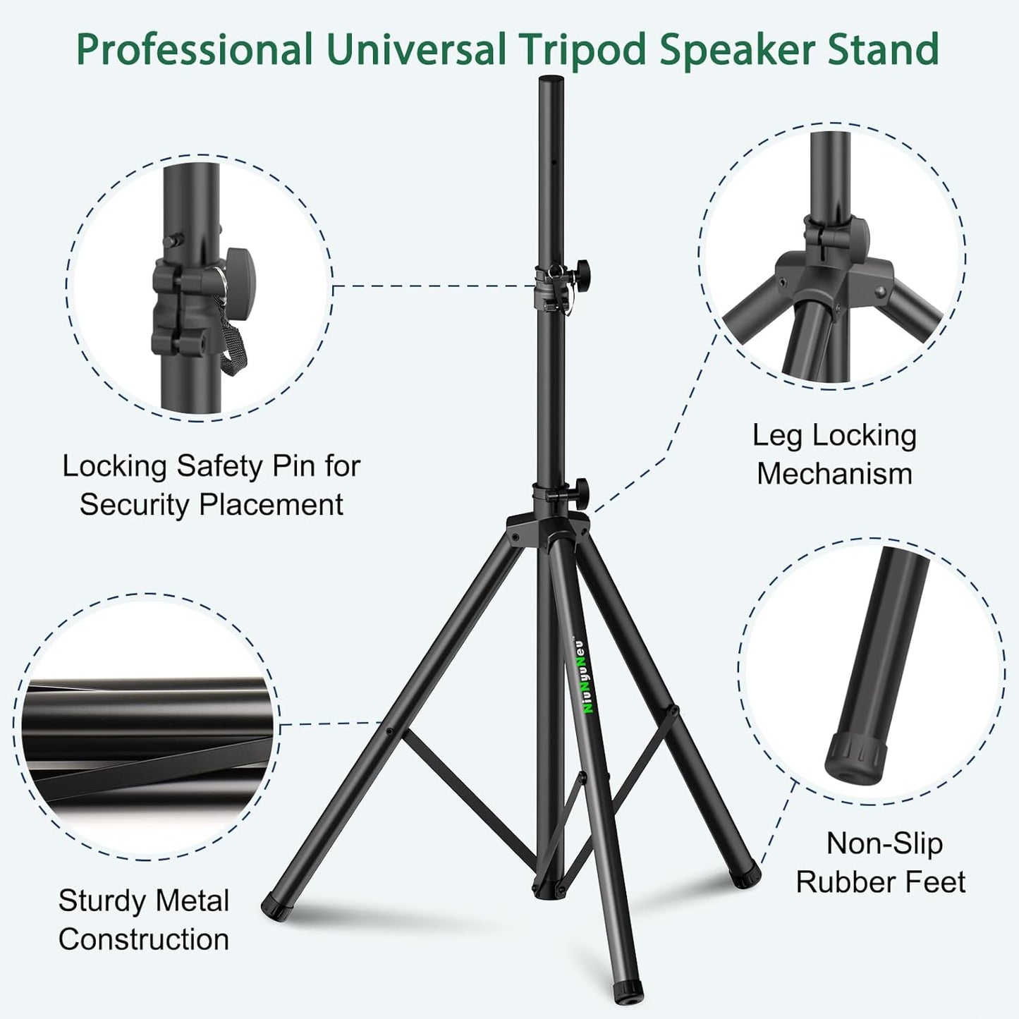 Pair of Speaker Tripod Stands Height Adjustable from 43.7'' to 70.8'' PA DJ Party Tripod Speaker Stand 35mm Compatible Insert