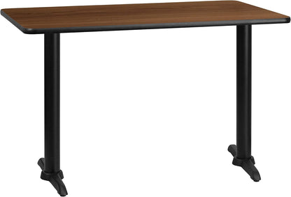 Flash Furniture 30'' x 48'' Rectangular Walnut Laminate Table Top with 5'' x 22'' Table Height Bases