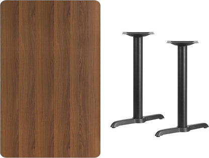 Flash Furniture 30'' x 48'' Rectangular Walnut Laminate Table Top with 5'' x 22'' Table Height Bases