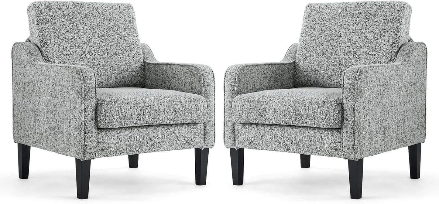 VINGLI Accent Chairs Set of 2 Living Room Chairs Light Brown Reading Chair for Bedroom Scooped Arm Chair Mid Century Modern Accent Chairs Upholstered Comfy Chair for Apartment, Waiting Room