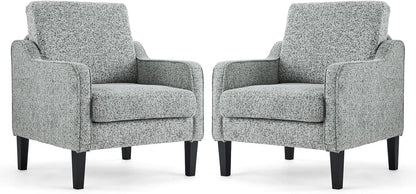 VINGLI Accent Chairs Set of 2 Living Room Chairs Light Brown Reading Chair for Bedroom Scooped Arm Chair Mid Century Modern Accent Chairs Upholstered Comfy Chair for Apartment, Waiting Room