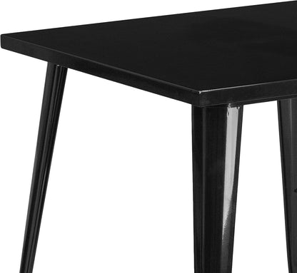 Flash Furniture Toby Commercial Grade 31.75" Square Black Metal Indoor-Outdoor Table