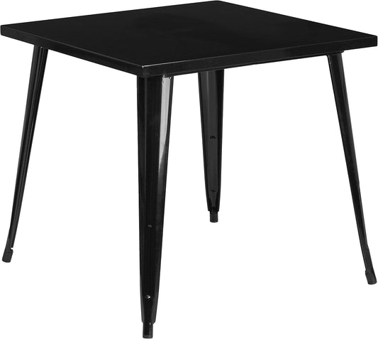 Flash Furniture Toby Commercial Grade 31.75" Square Black Metal Indoor-Outdoor Table