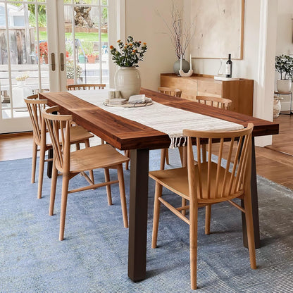 Devoko Home Acacia Wood Dining Table 6-Person Indoor Outdoor Table with Iron Legs, Sandblast Finish, Natural Stained, Rustic Metal, 69 * 33 * 30 inch (Natural)