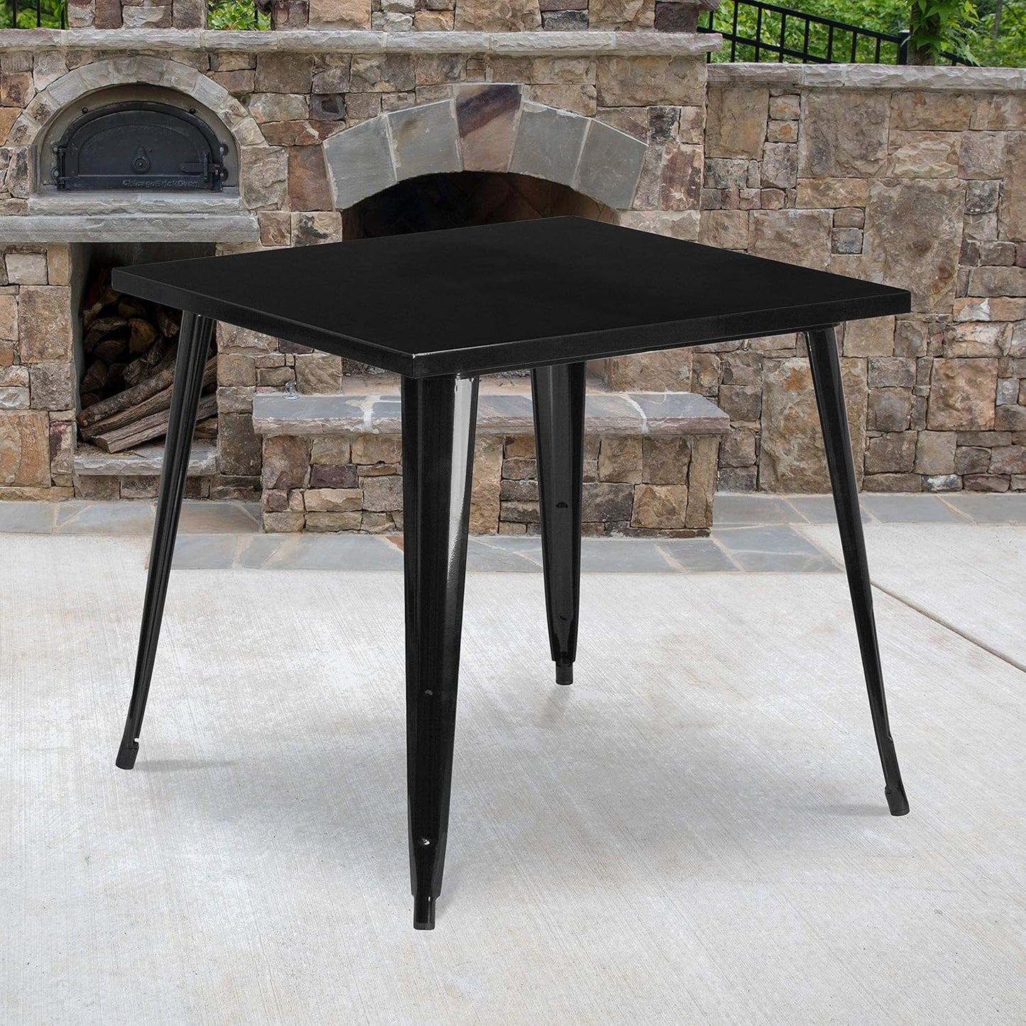 Flash Furniture Toby Commercial Grade 31.75" Square Black Metal Indoor-Outdoor Table