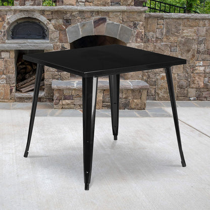 Flash Furniture Toby Commercial Grade 31.75" Square Black Metal Indoor-Outdoor Table