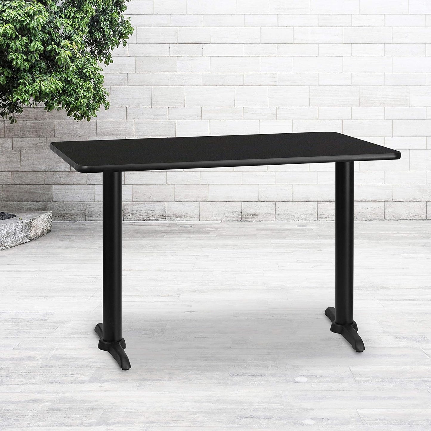 Flash Furniture 30'' x 48'' Rectangular Walnut Laminate Table Top with 5'' x 22'' Table Height Bases