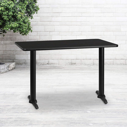 Flash Furniture 30'' x 48'' Rectangular Walnut Laminate Table Top with 5'' x 22'' Table Height Bases